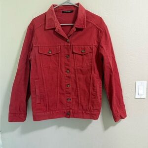 Monoprix Femme Red Denim Jacket Size S